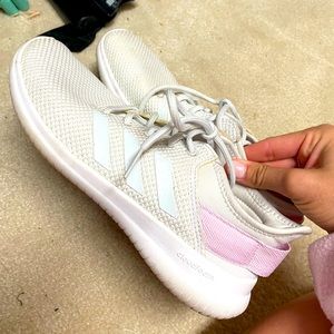 Pink and white adidas- worn less than 3 times